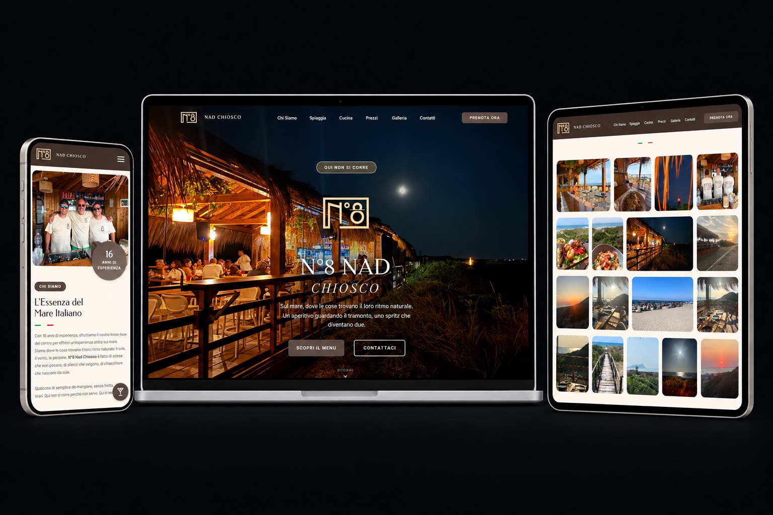 Nad Chiosco website on laptop, tablet and phone